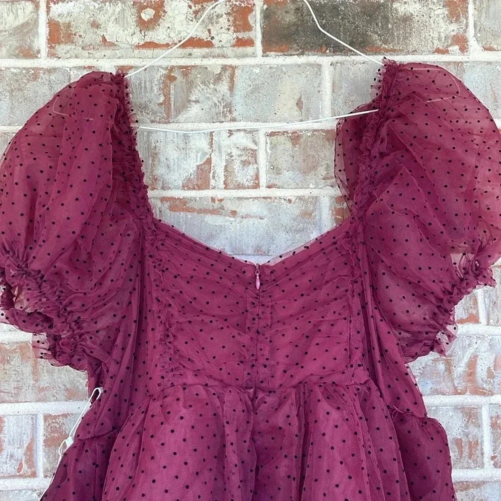 Mia Joy by Joyfolie Burgundy Black Dots Tulle Mesh Organza‎ Girl’s Dress